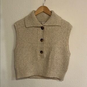 Women's Cream Sleeveless Sweater Vest